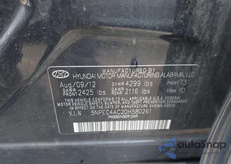 2013 Hyundai Sonata Limited из США, поврежденный, VIN 5NPEC4AC2DH580261